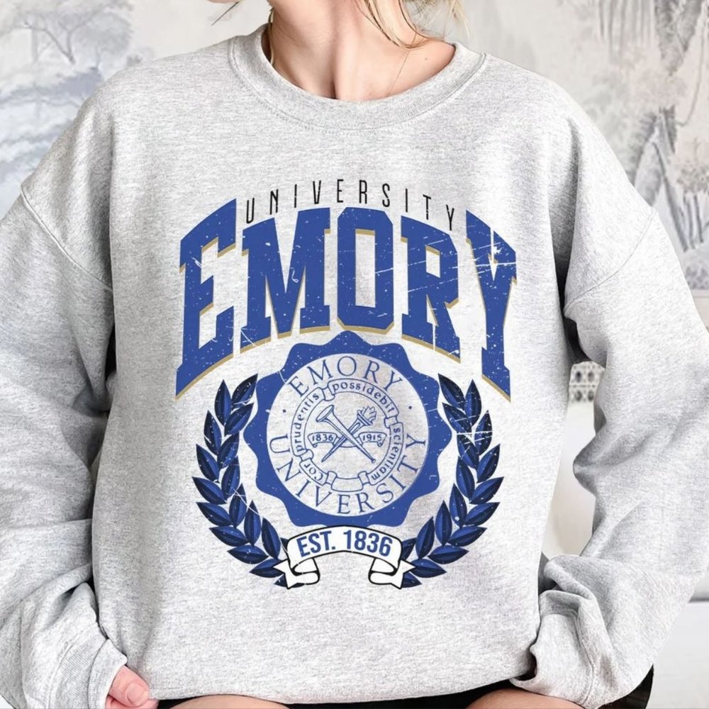 NCAA Gray and Blue Emory University Sweatshir